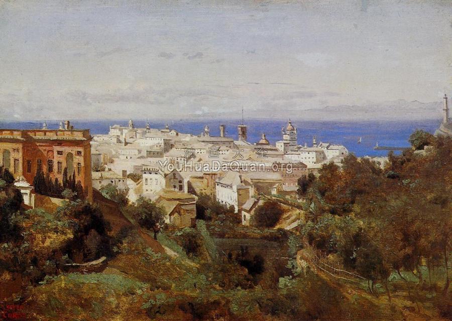 View of Genoa from the Promenade of Acqua Sola - 让·巴蒂斯特·卡米耶·柯罗